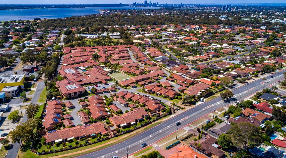 Aerial photo of Parkland Villas Booragoon