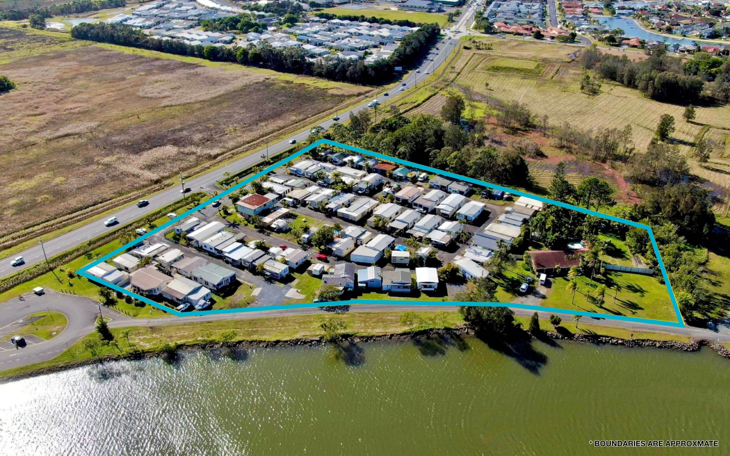 Aerial photo of Ballina Waterfront Village